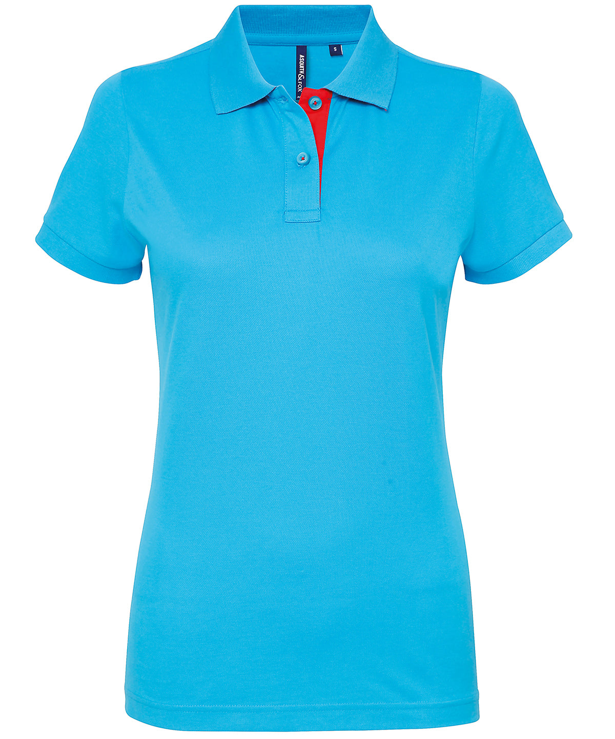Women's contrast polo - Turquoise/Red