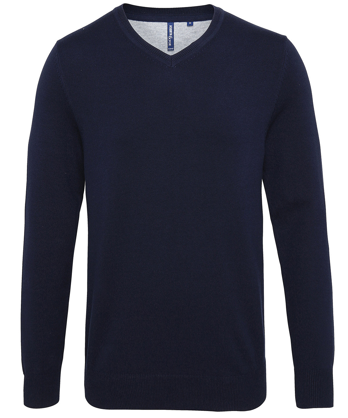 Men's cotton blend v-neck sweater - French Navy