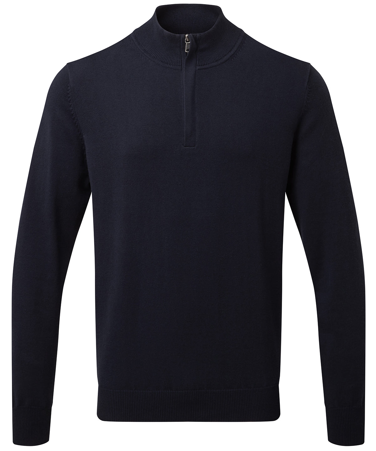 Men's cotton blend ¼ zip sweater - French Navy