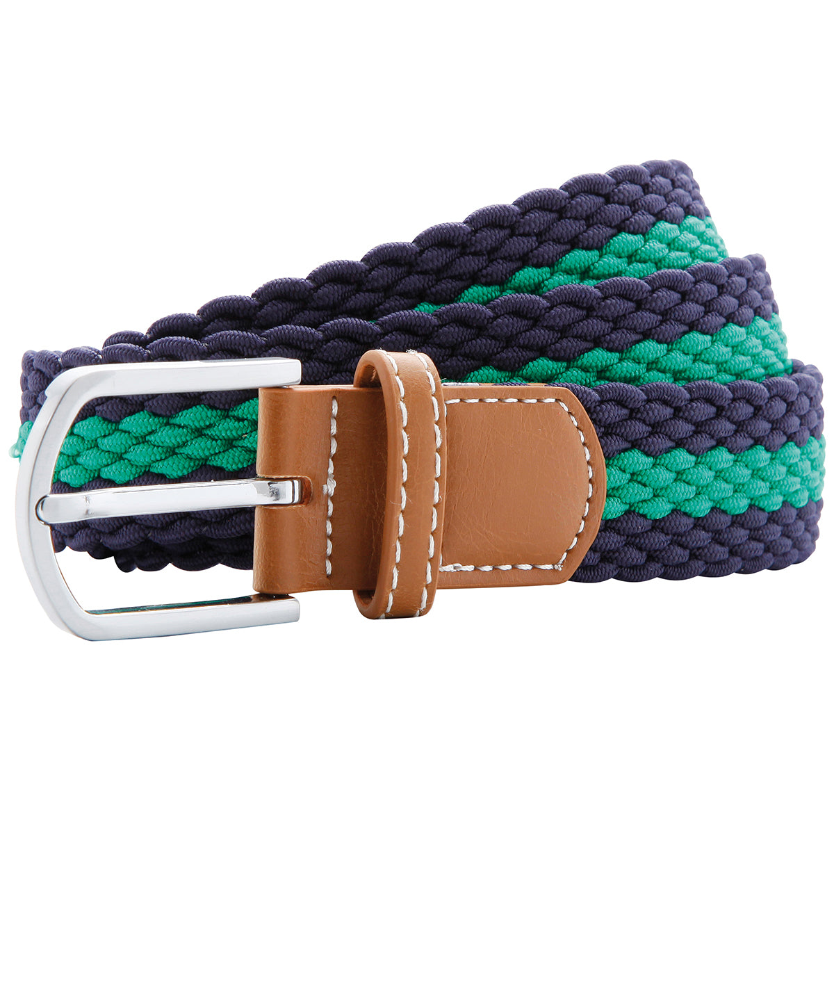 Two-colour stripe braid stretch belt - Navy/Kelly