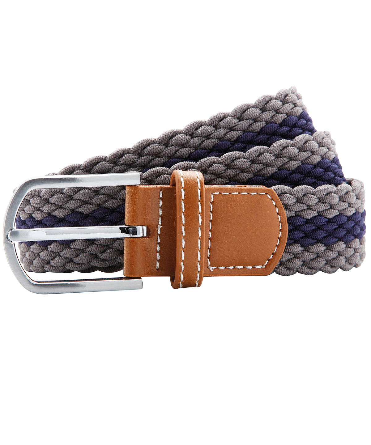 Two-colour stripe braid stretch belt - Slate/Navy