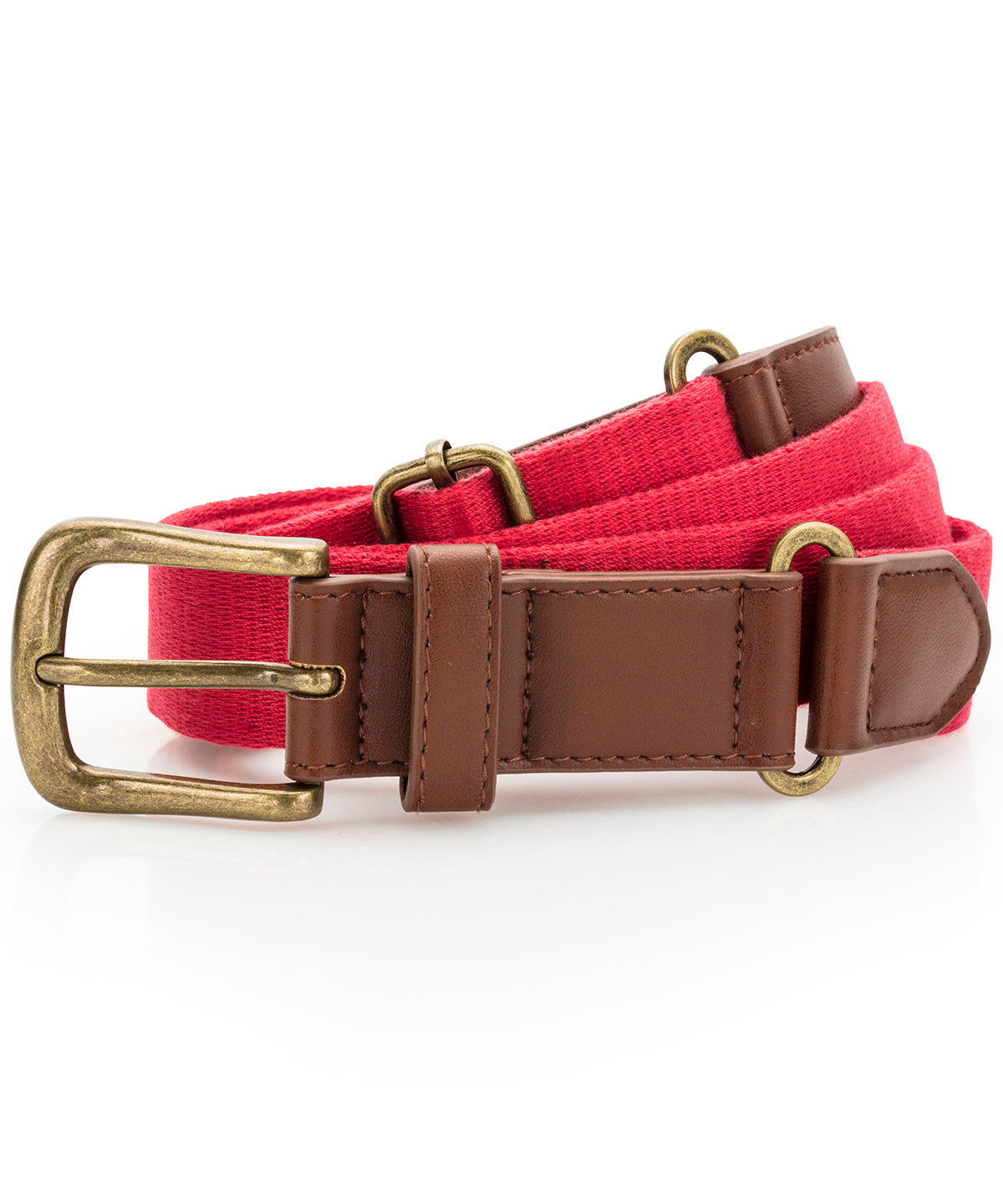 Faux leather and canvas belt - Cherry Red