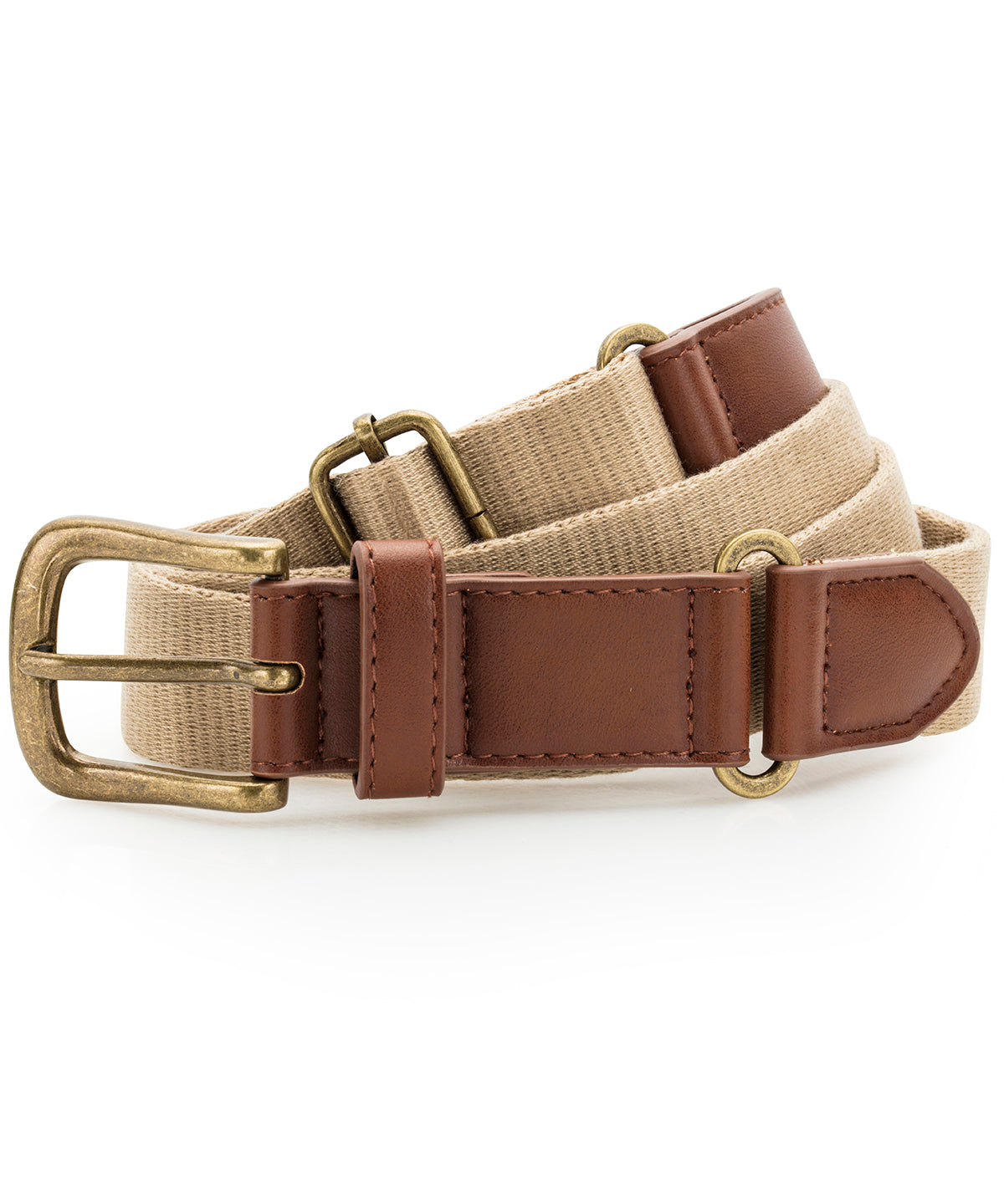 Faux leather and canvas belt - Khaki