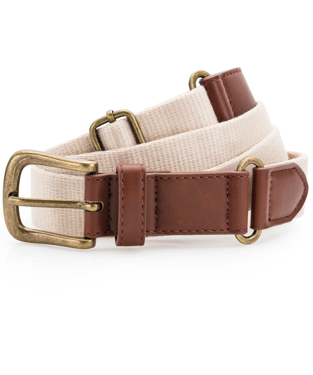 Faux leather and canvas belt - Natural