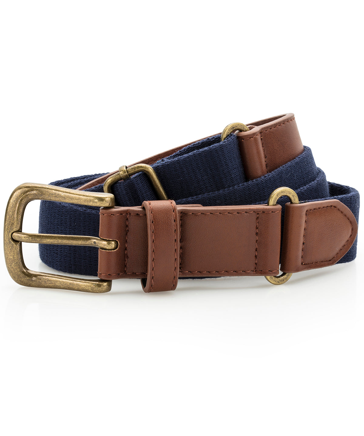 Faux leather and canvas belt - Navy