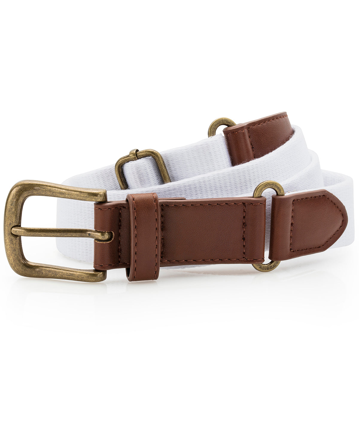 Faux leather and canvas belt - White