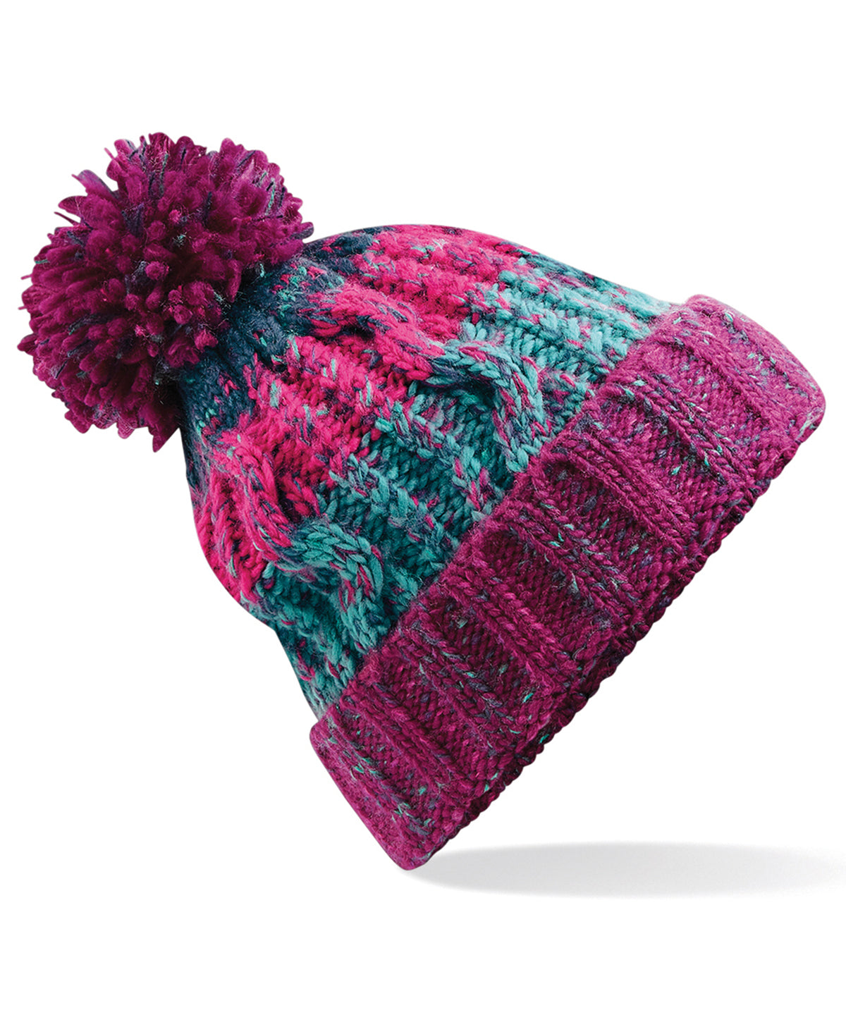 Corkscrew pom pom beanie - Winter Berries