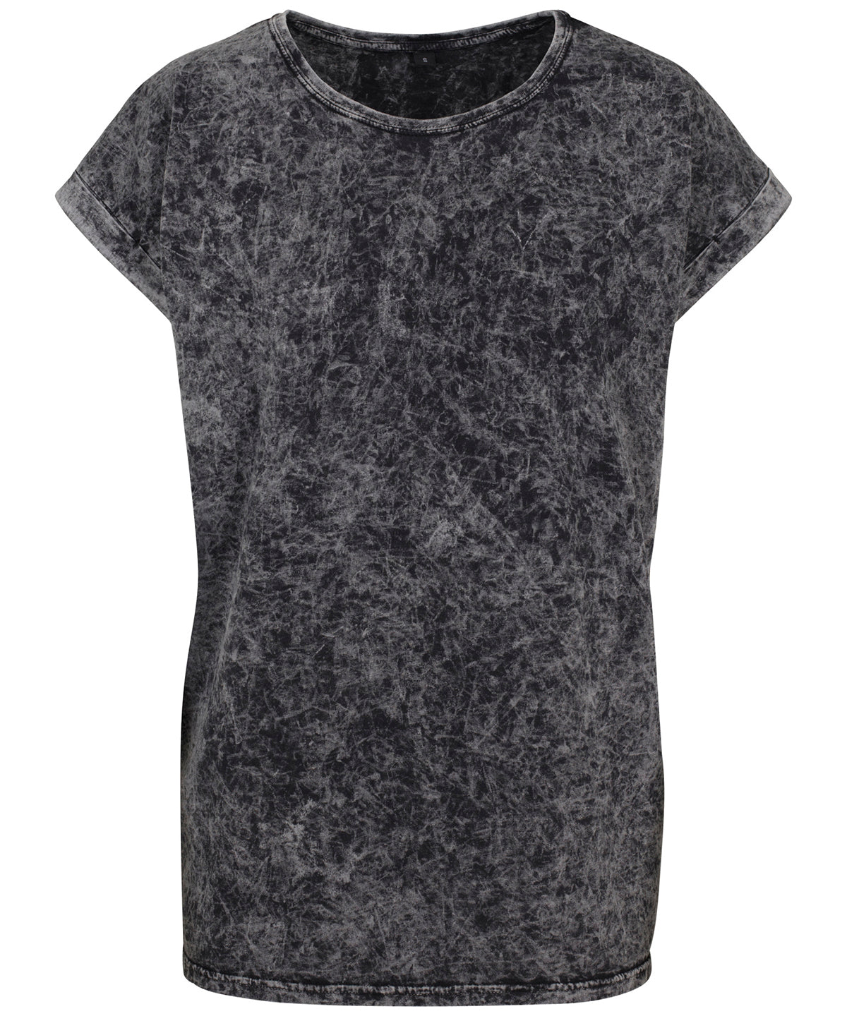 Women's acid washed extended shoulder tee - Dark Grey/White