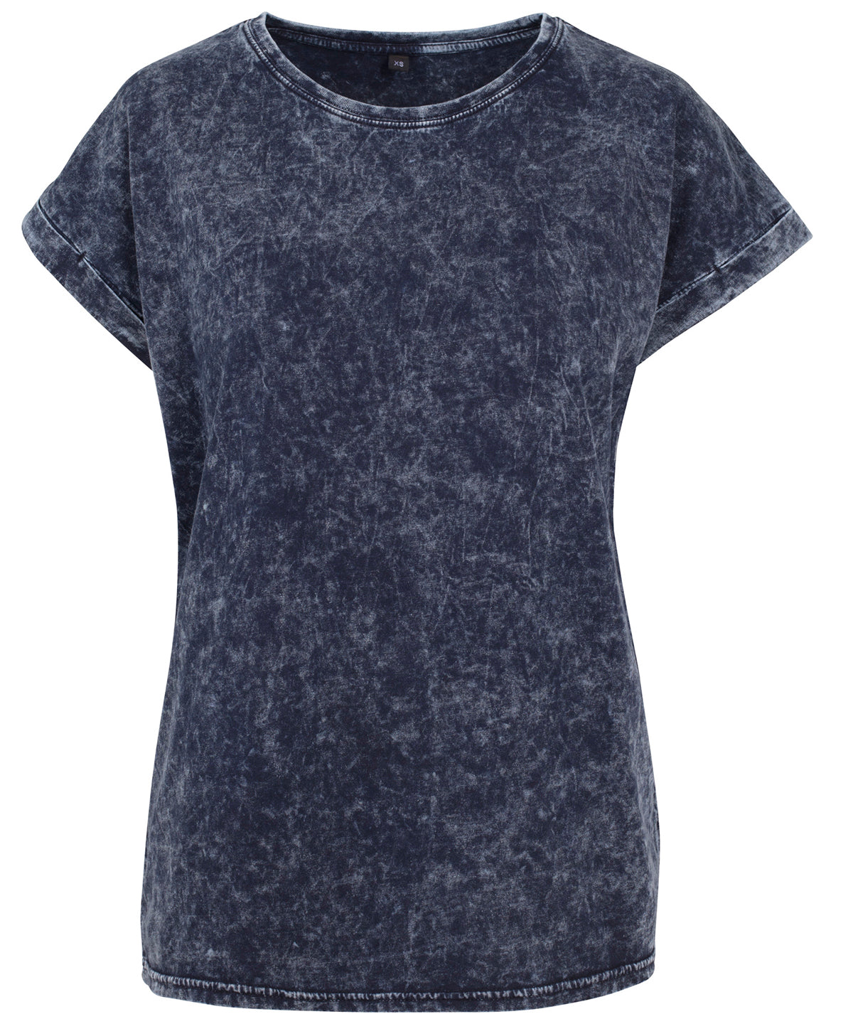 Women's acid washed extended shoulder tee - Indigo/White