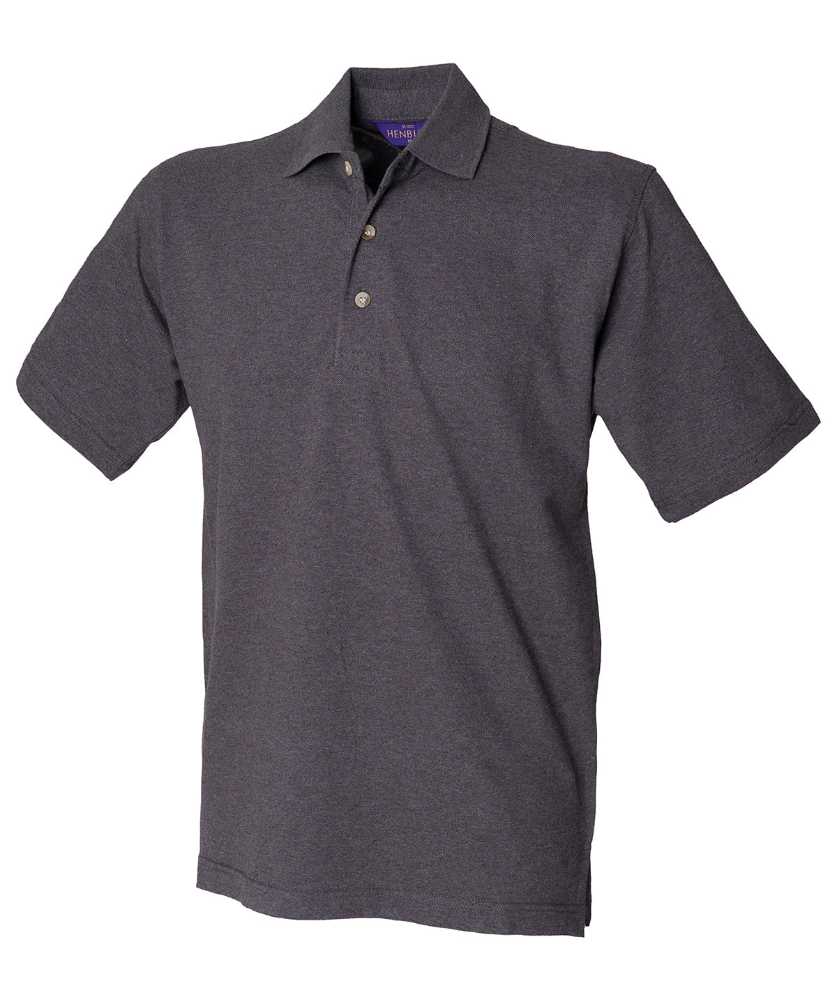 Classic cotton piqué polo with stand-up collar - Charcoal