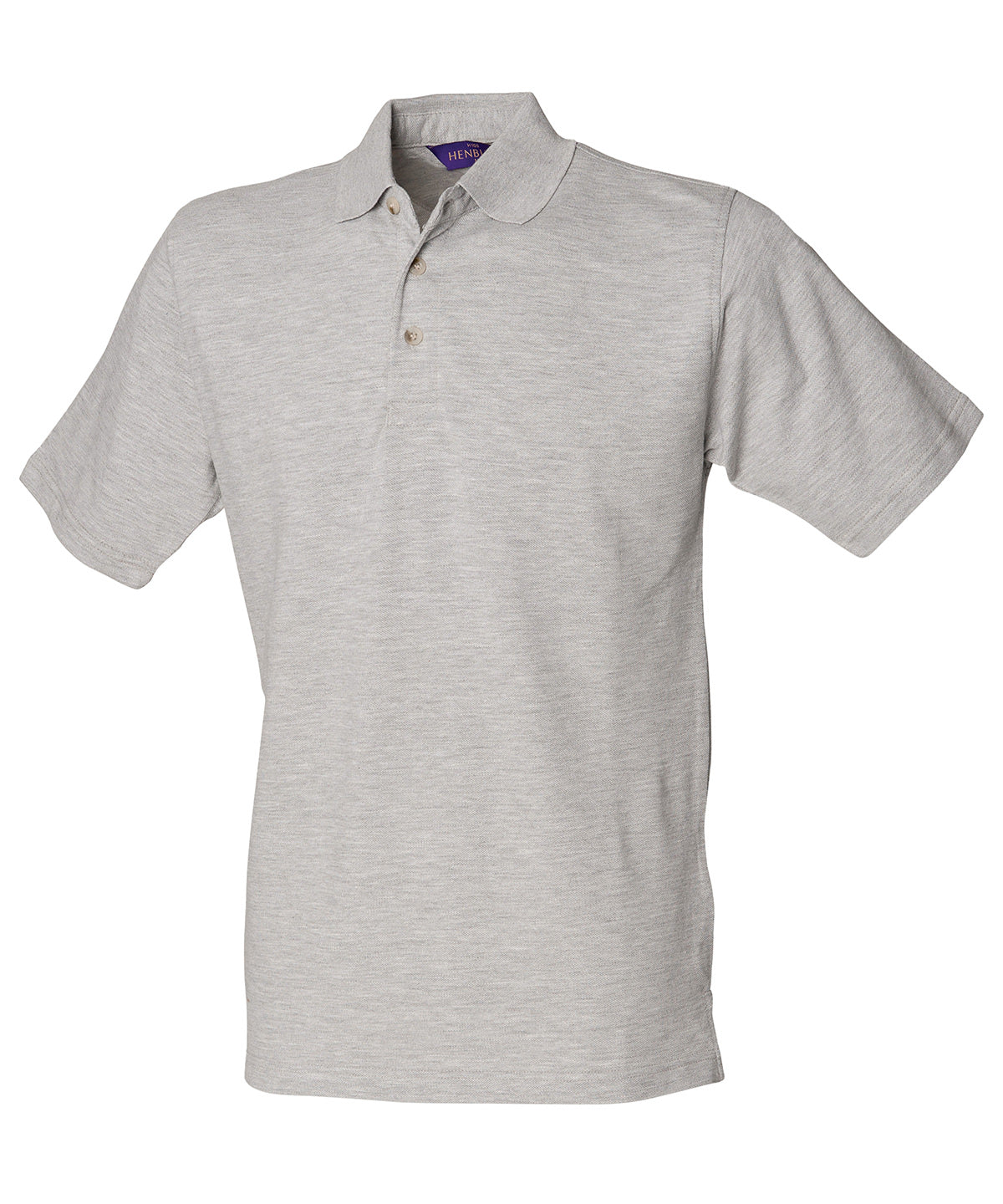 Classic cotton piqué polo with stand-up collar - Heather Grey