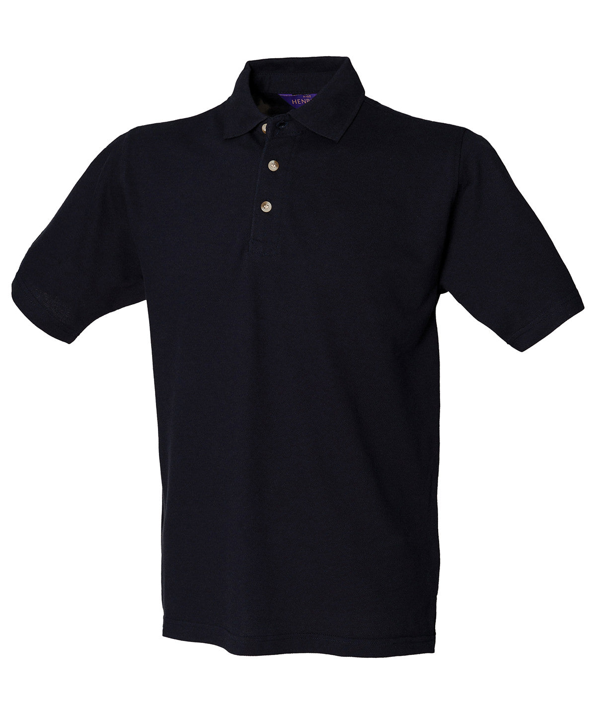 Classic cotton piqué polo with stand-up collar - Navy*†