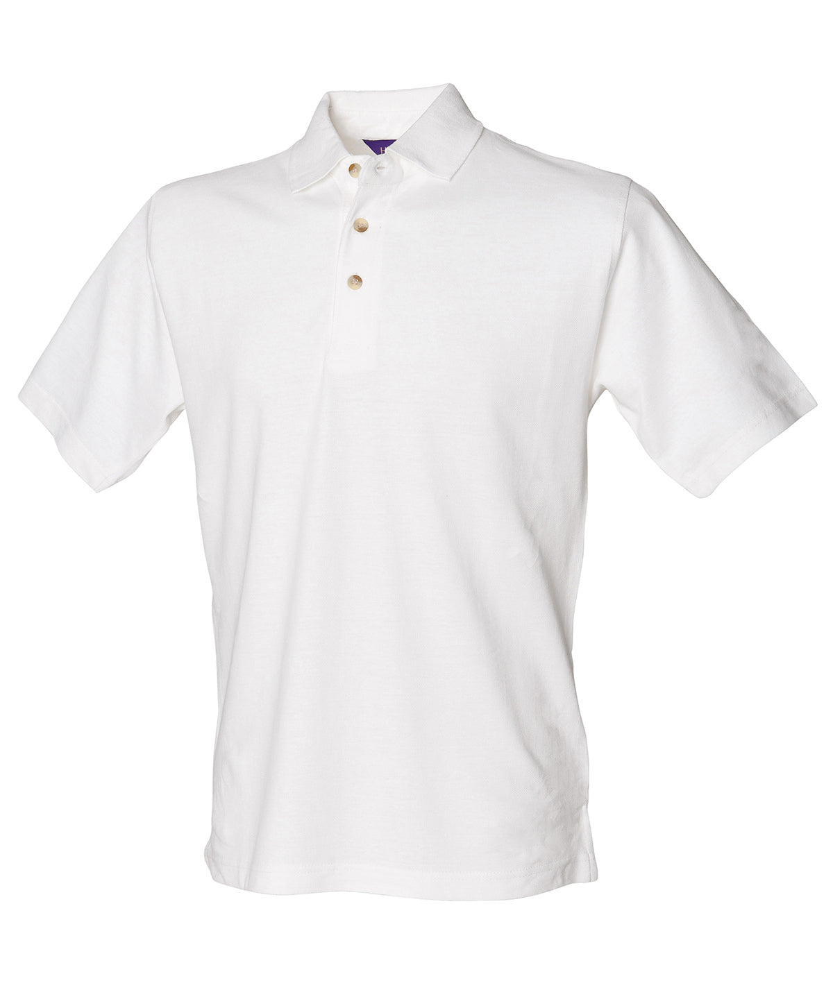 Classic cotton piqué polo with stand-up collar - White*†