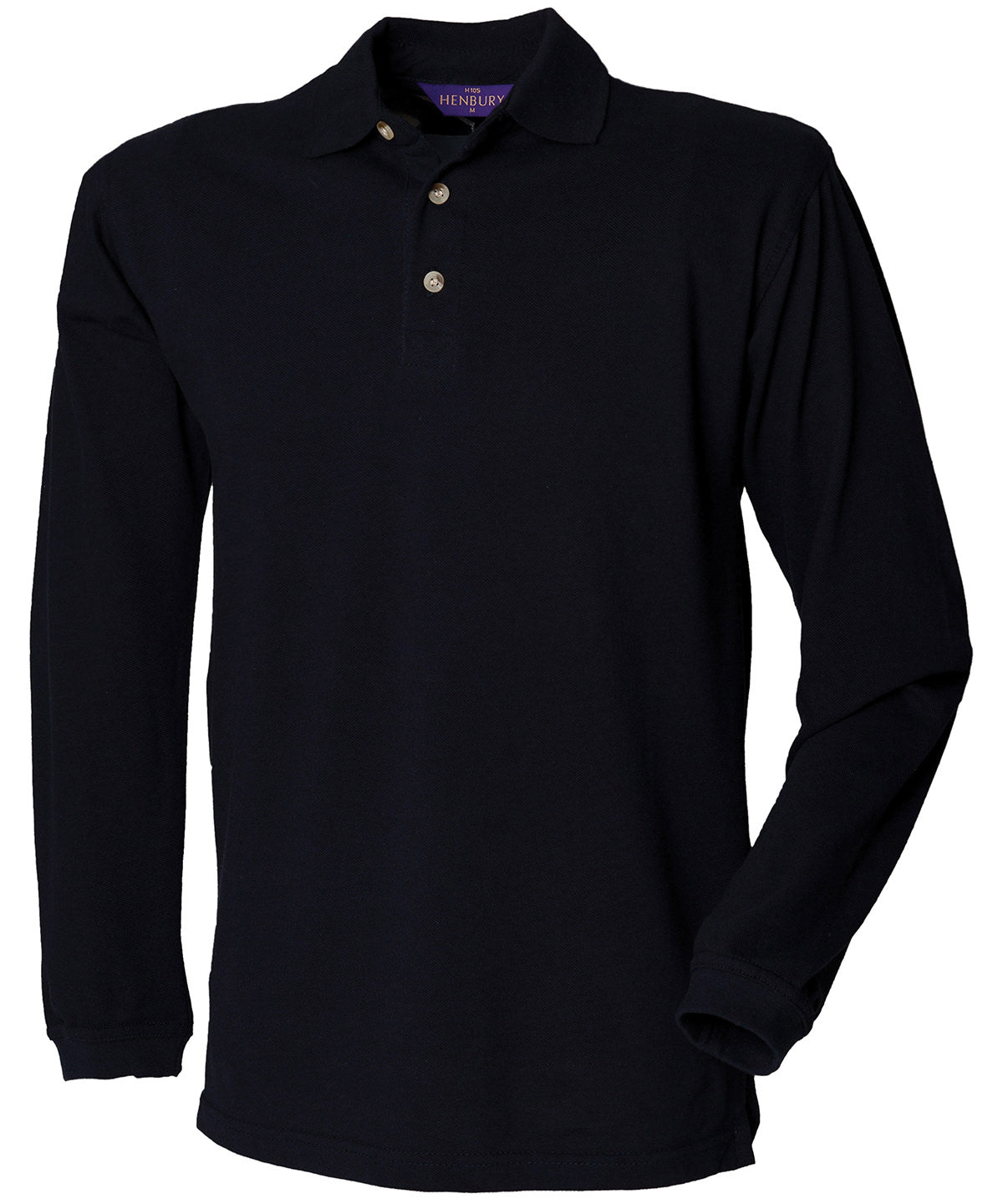 Long sleeve cotton polo shirt - Navy