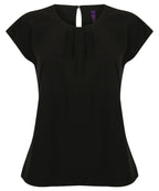 Women's pleat front short sleeve blouse