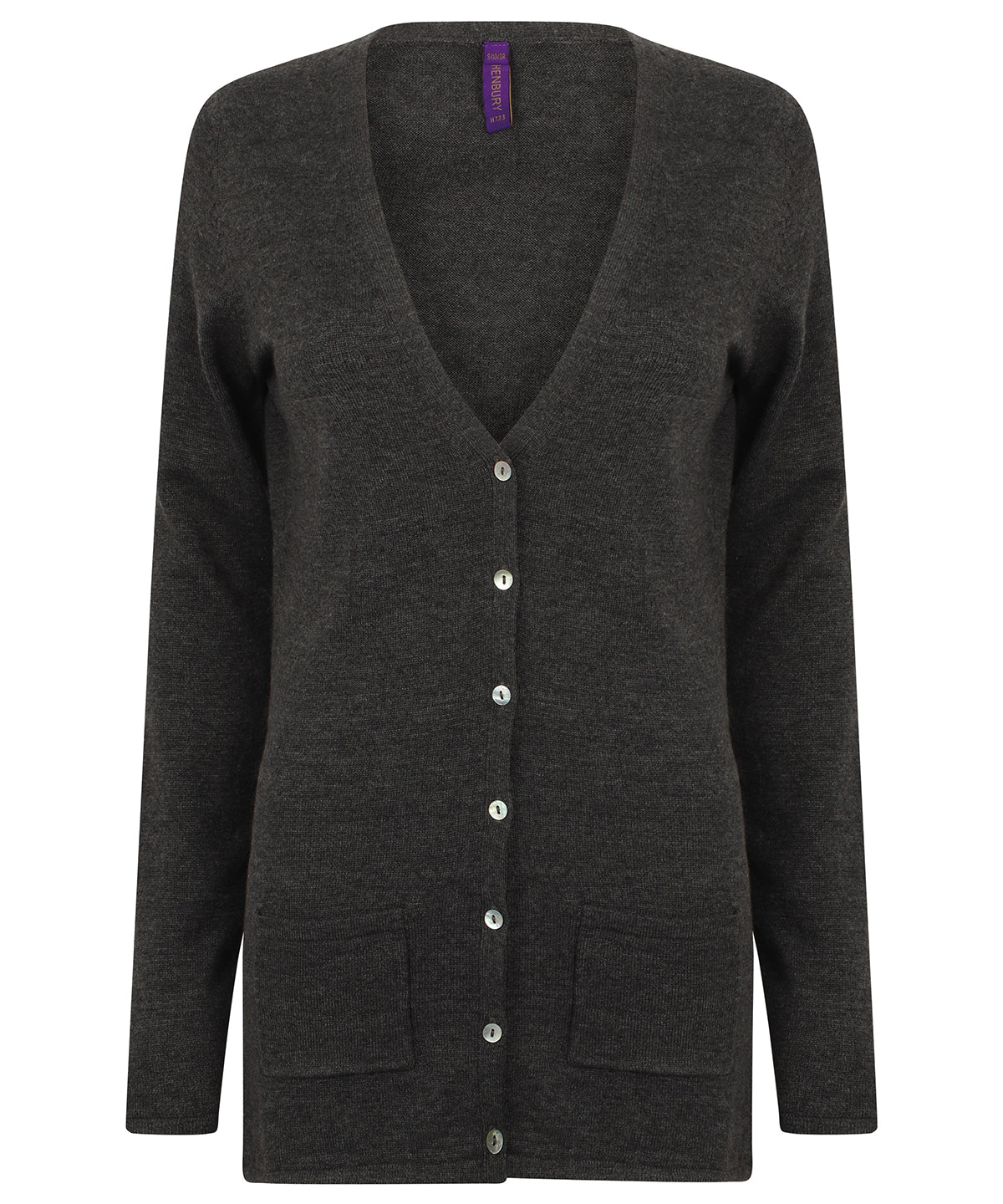 Women's v-button cardigan - Grey Marl