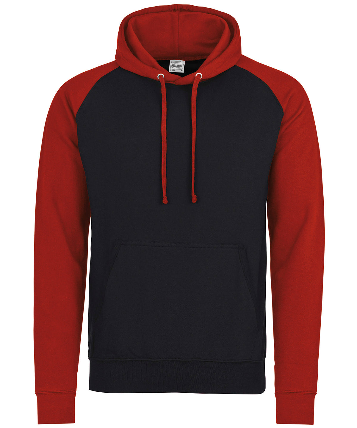 Baseball hoodie - Jet Black/Fire Red