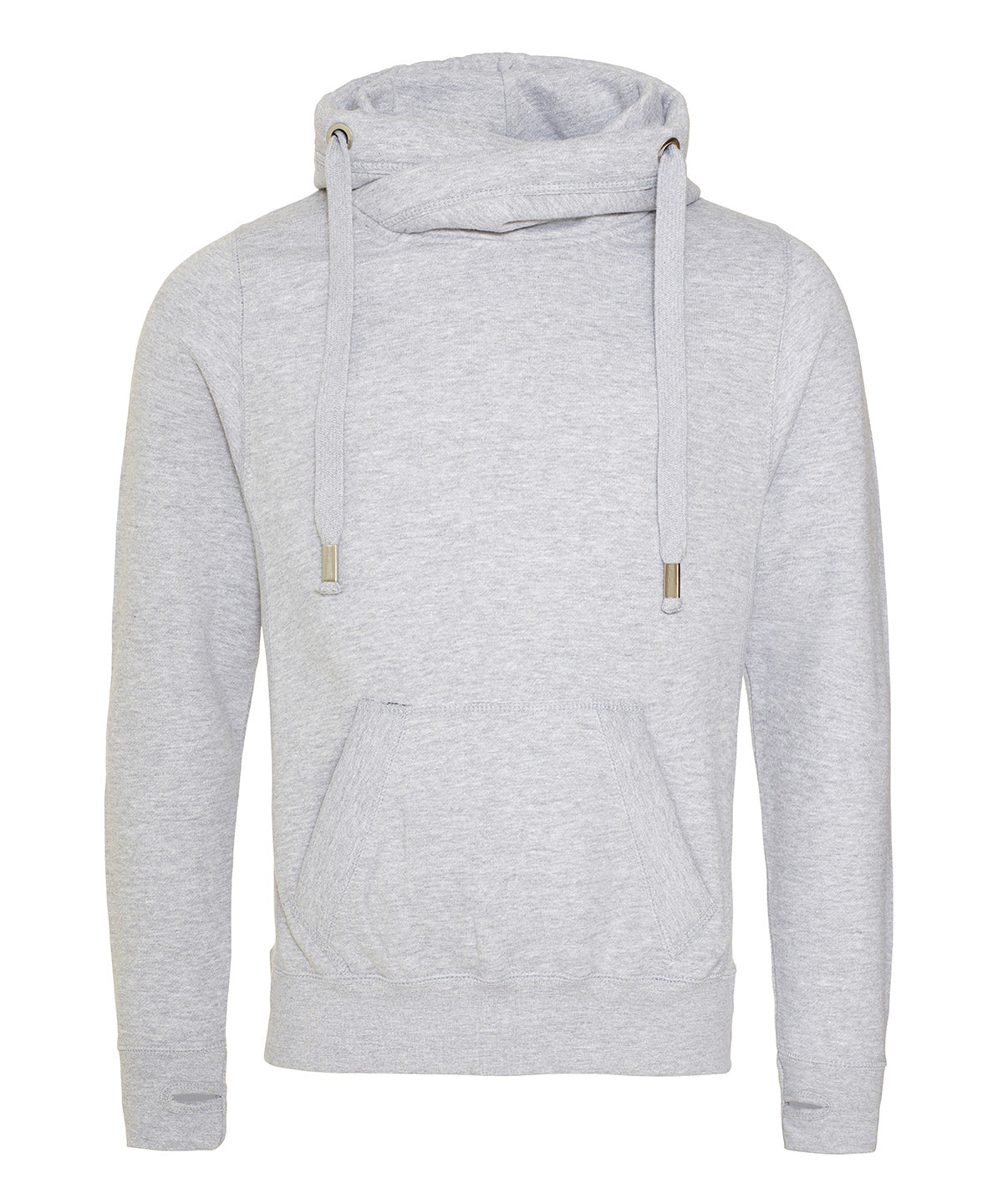 Cross neck hoodie - Heather Grey
