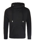 Cross neck hoodie - Jet Black