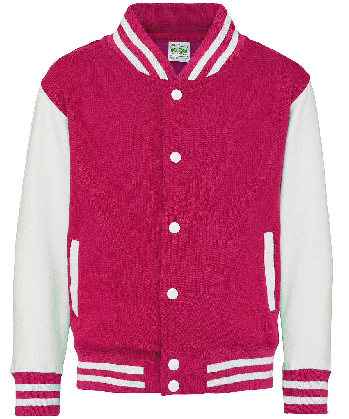 Kids varsity jacket - Hot Pink/White