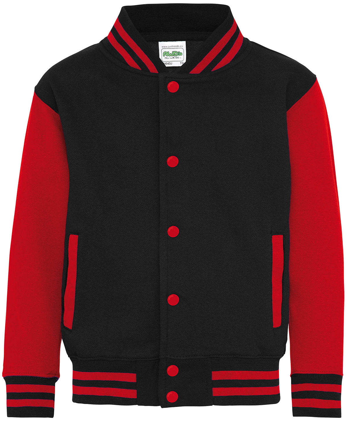 Kids varsity jacket - Jet Black/Fire Red