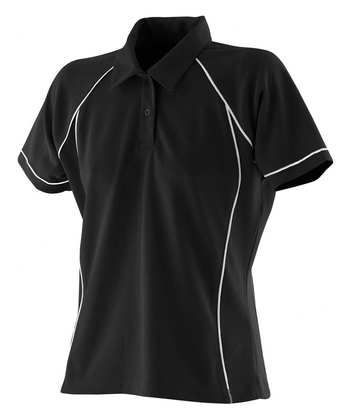 Women's piped performance polo - Black/White