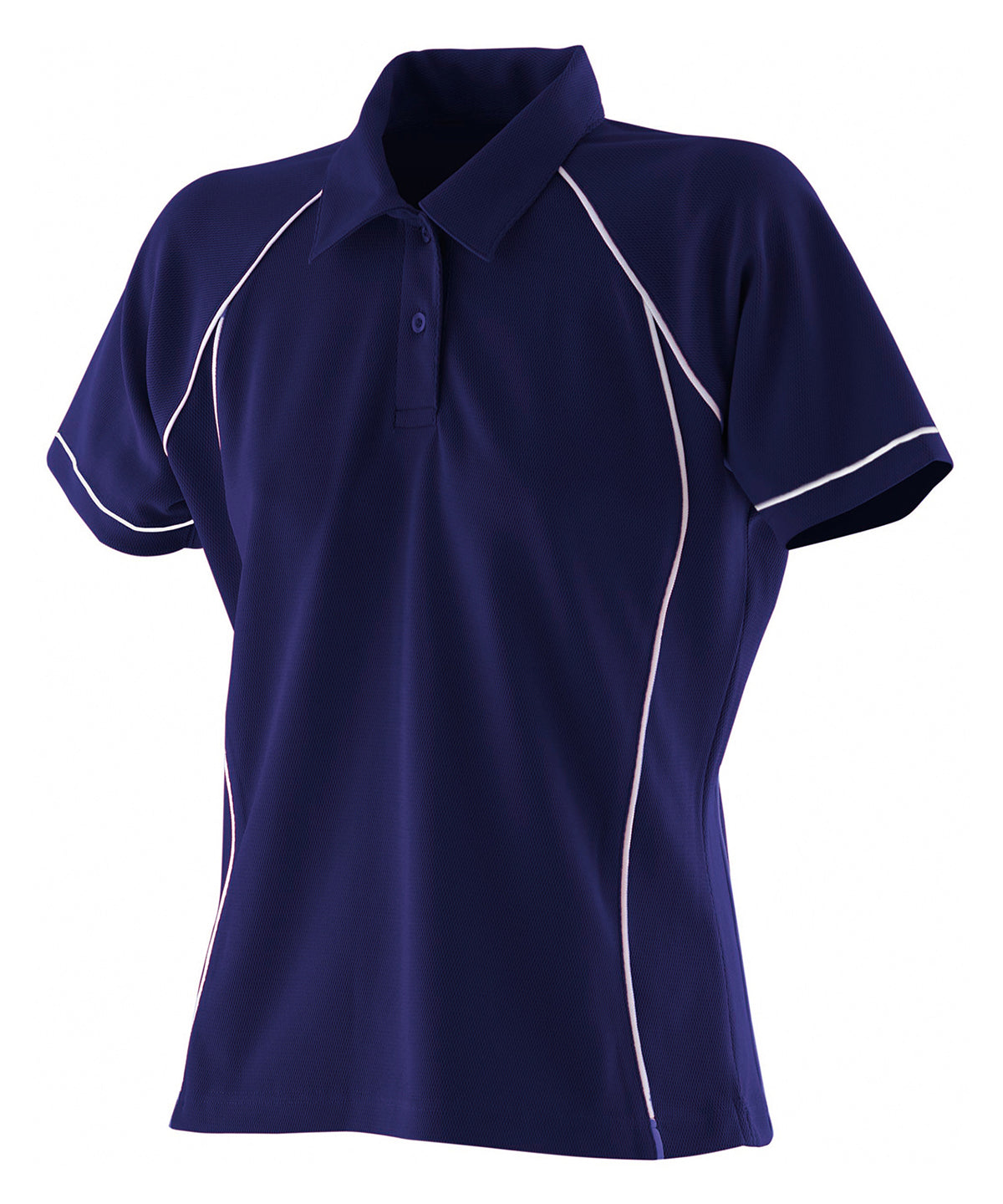 Women's piped performance polo - Navy/White
