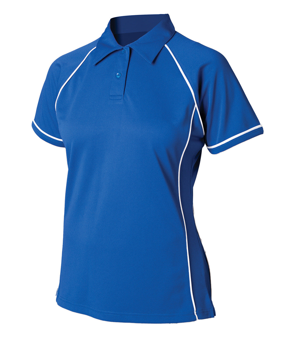 Women's piped performance polo - Royal/White