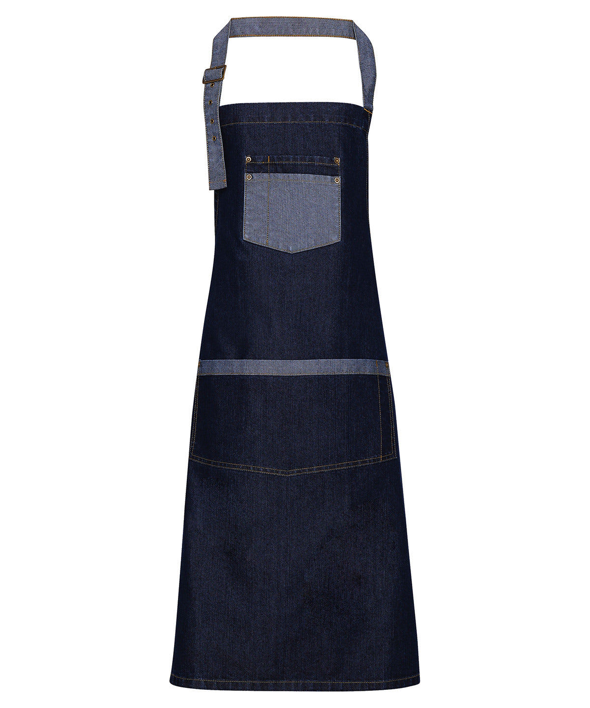 Domain contrast denim bib apron - Indigo Denim
