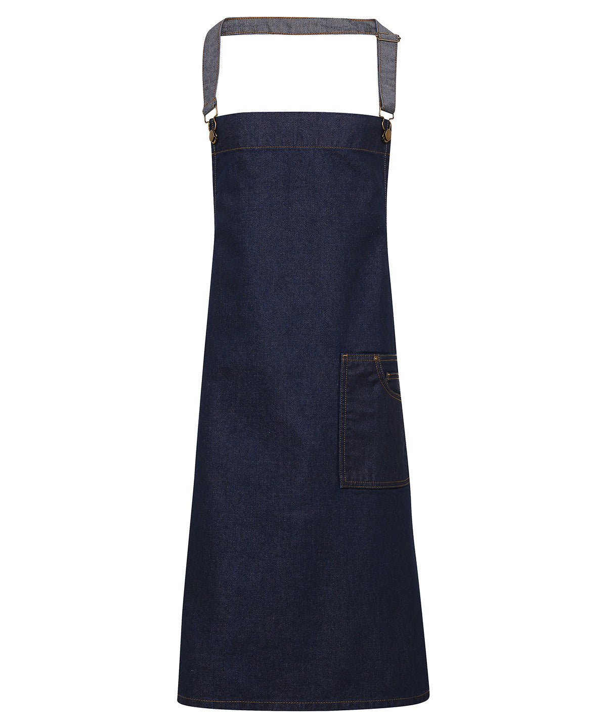 District waxed-look denim bib apron - Indigo Denim