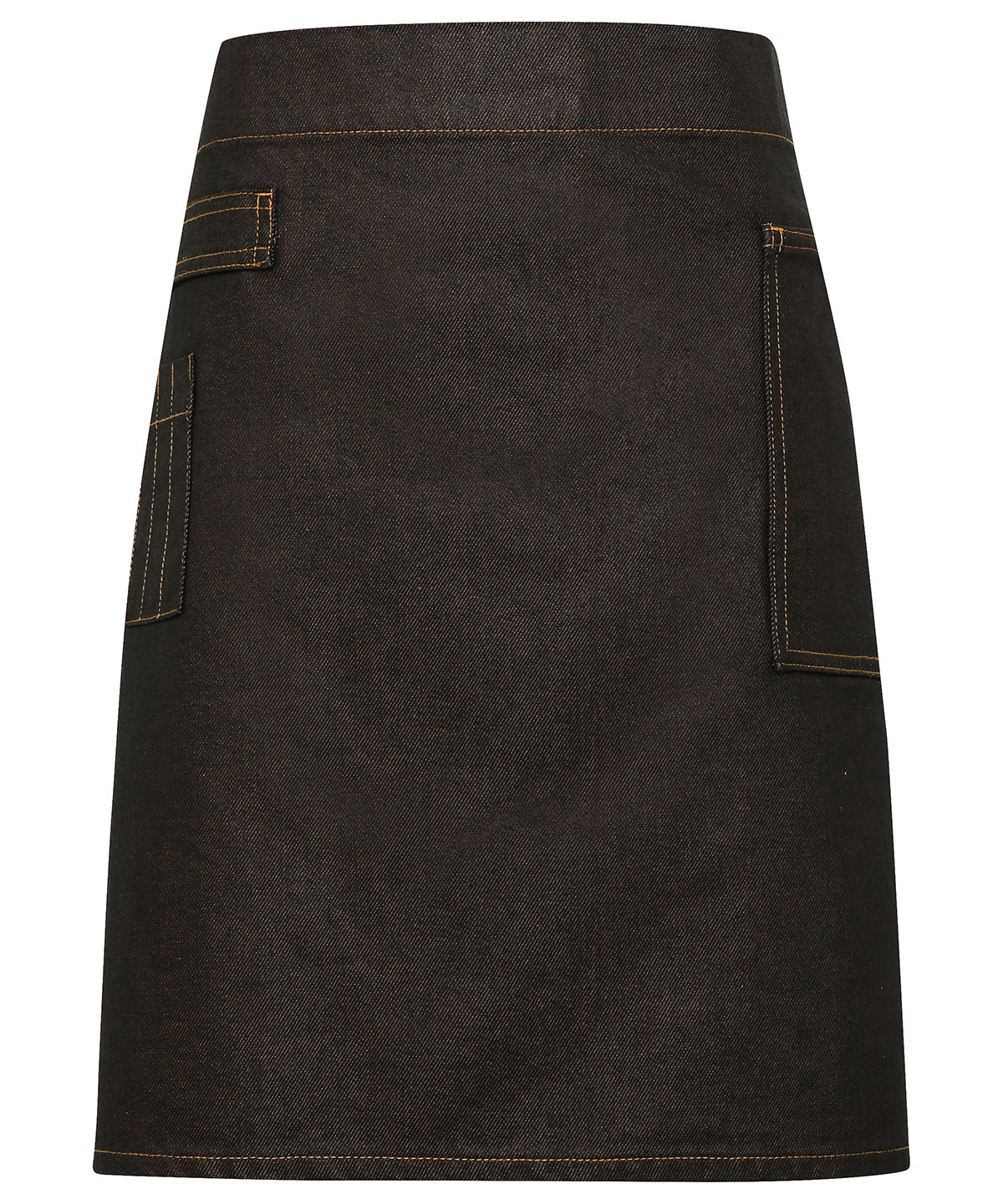 Division waxed-look denim waist apron - Black/Tan Denim