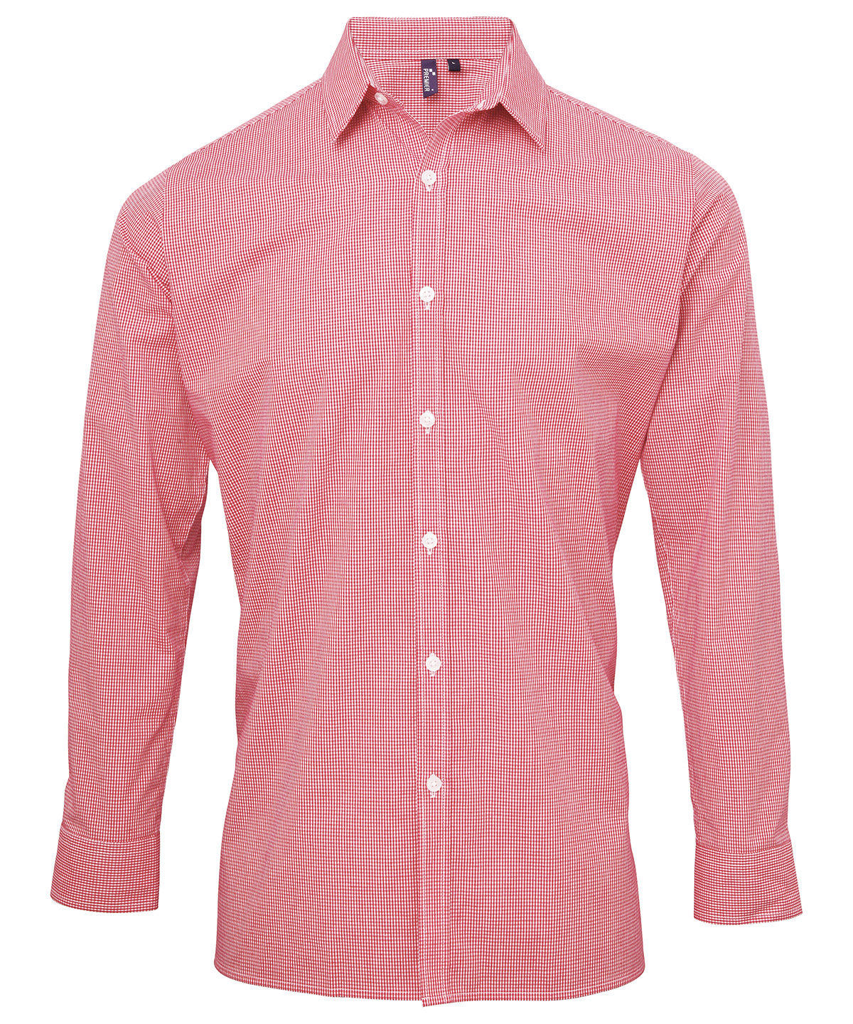 Microcheck (Gingham) long sleeve cotton shirt - Red/White