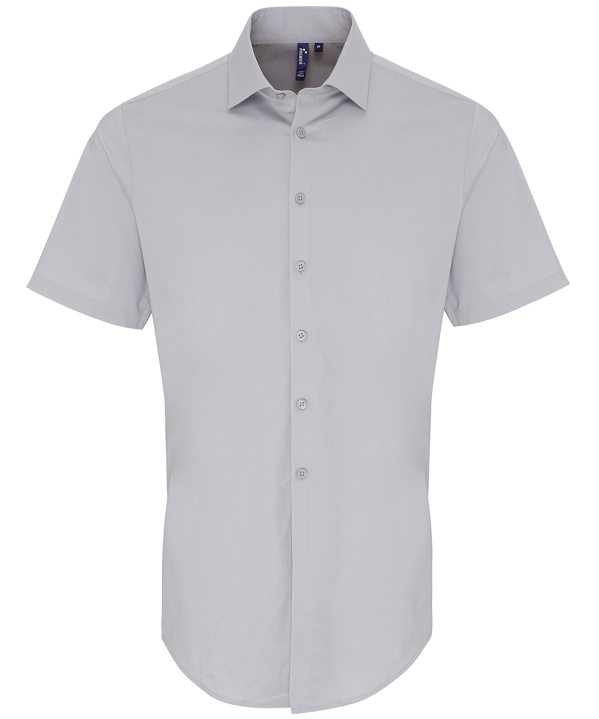 Stretch fit cotton poplin short sleeve shirt - Silver