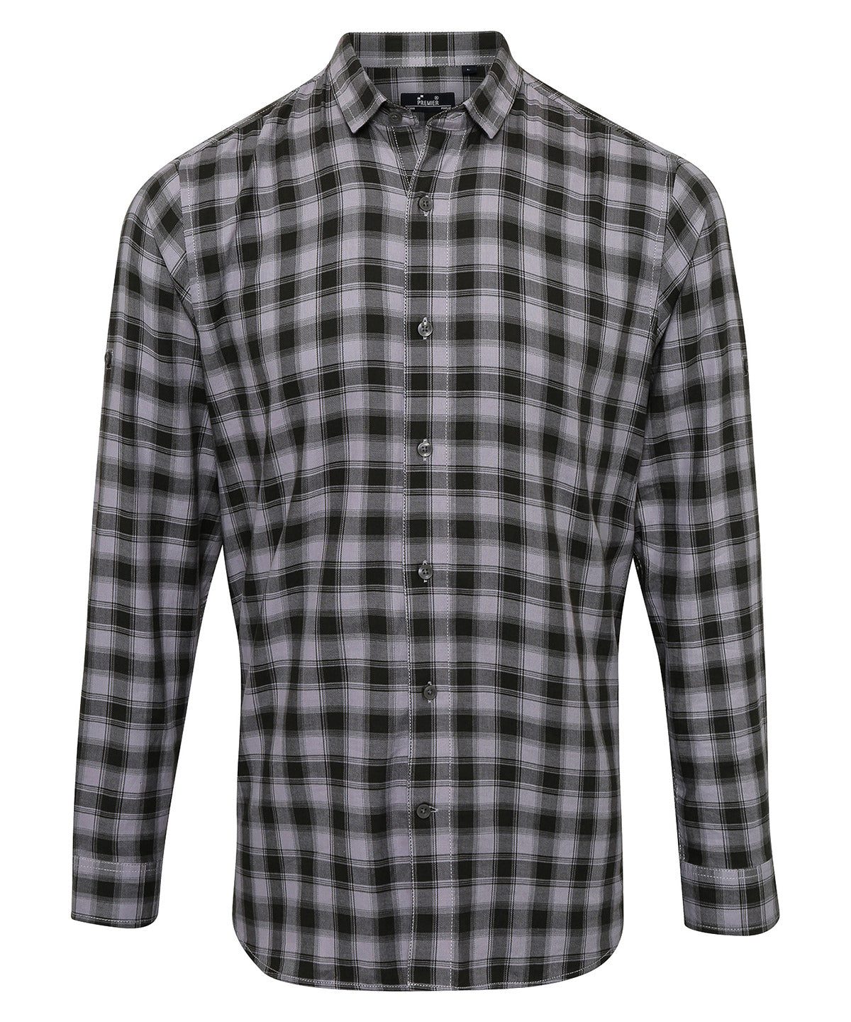 Mulligan check cotton long sleeve shirt - Steel/Black
