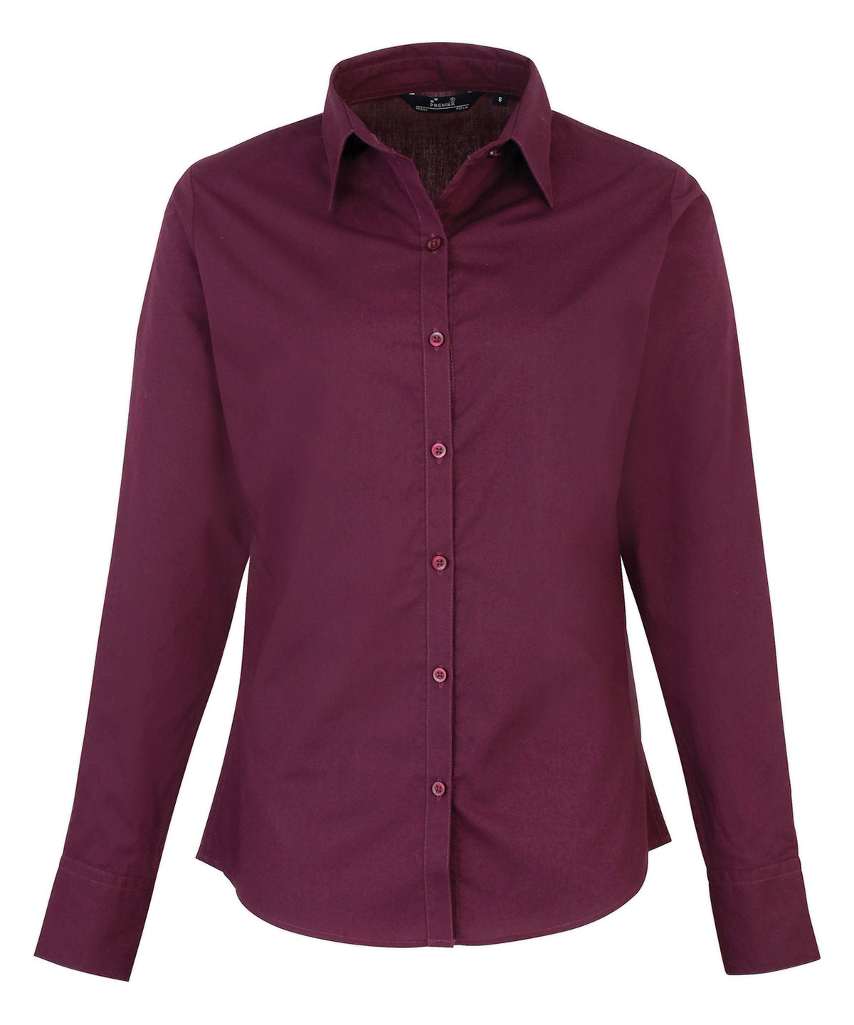 Women's poplin long sleeve blouse - Aubergine