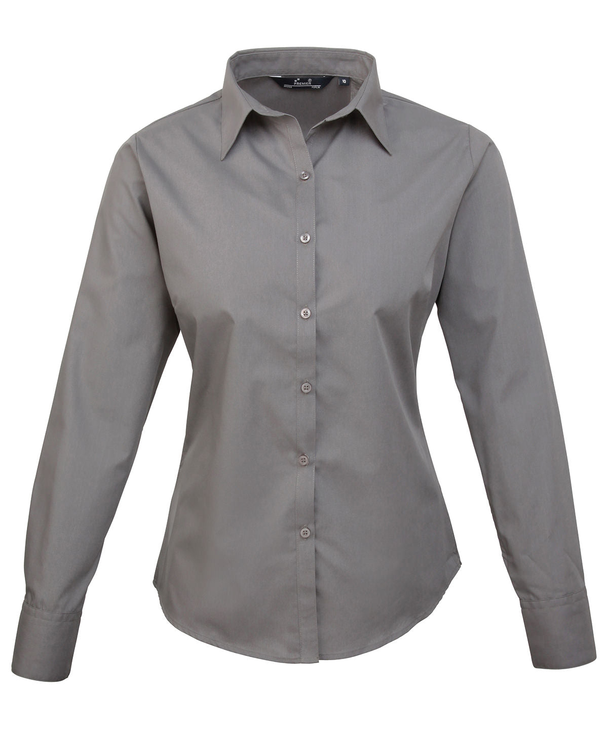 Women's poplin long sleeve blouse - Dark Grey