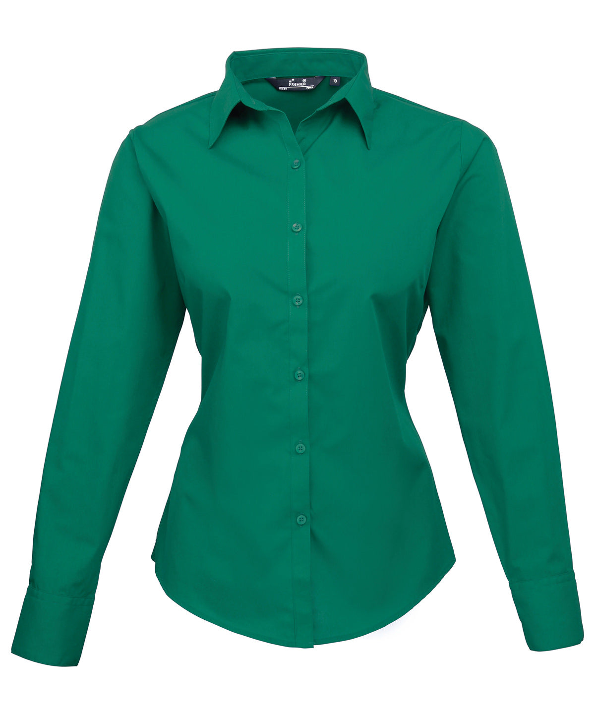 Women's poplin long sleeve blouse - Emerald