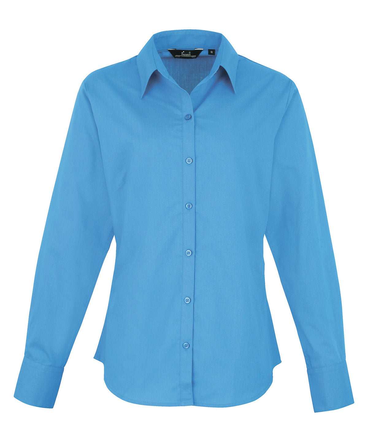 Women's poplin long sleeve blouse - Sapphire