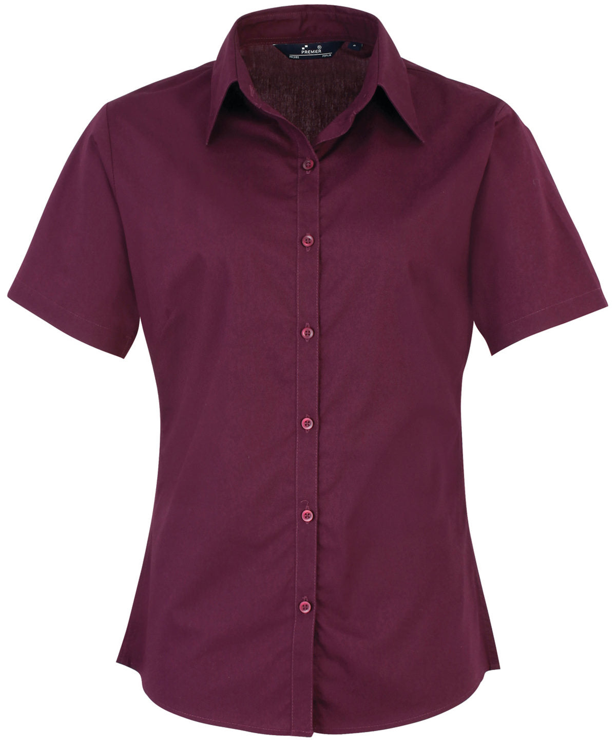 Women's short sleeve poplin blouse - Aubergine