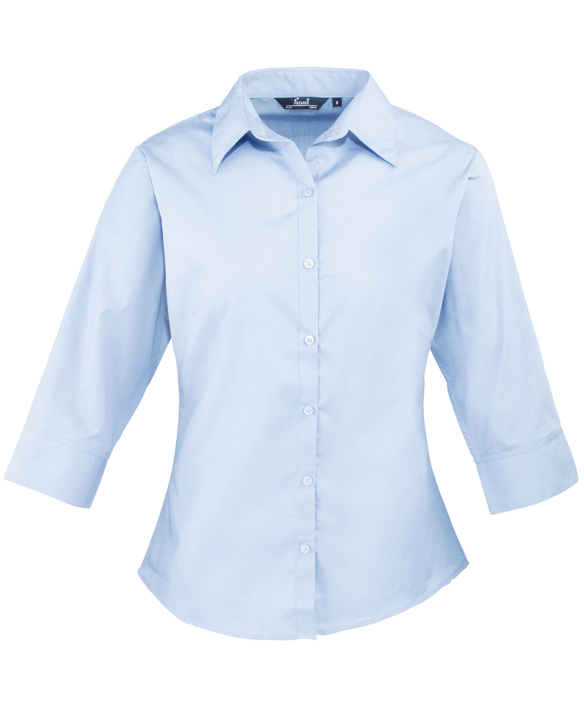 Women's ¾ sleeve poplin blouse - Light Blue