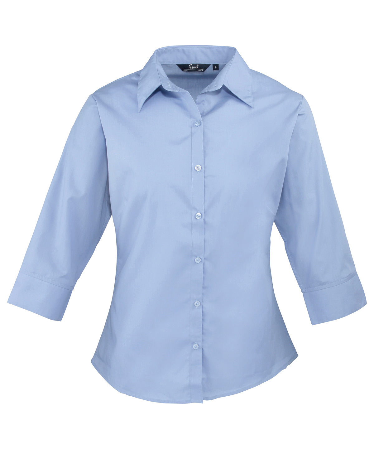 Women's ¾ sleeve poplin blouse - Mid Blue