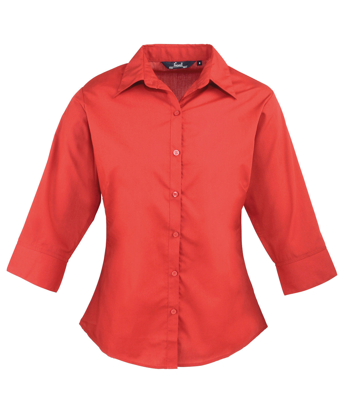 Women's ¾ sleeve poplin blouse - Red