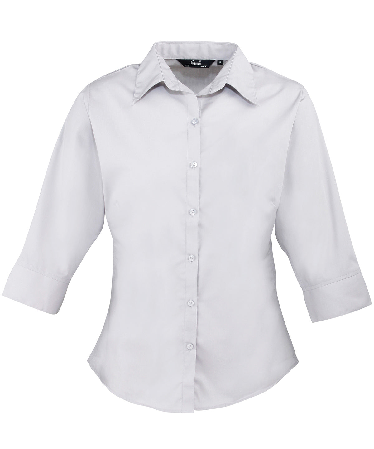 Women's ¾ sleeve poplin blouse - Silver