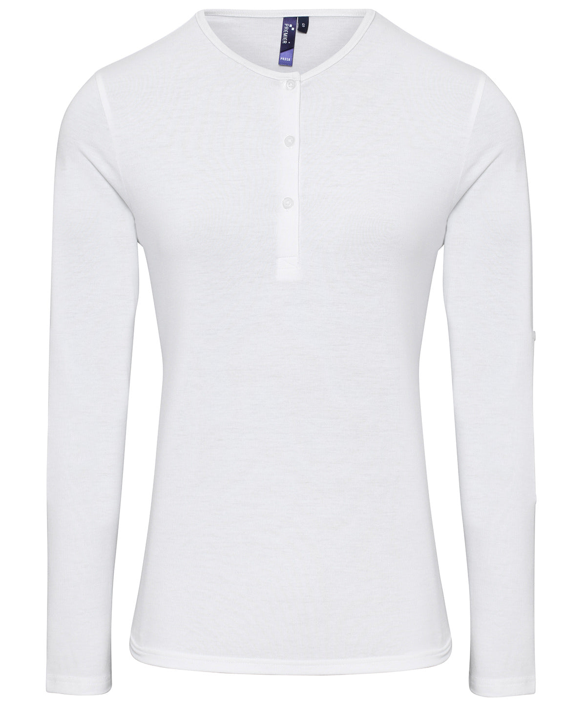 Women's Long John roll-sleeve tee - White