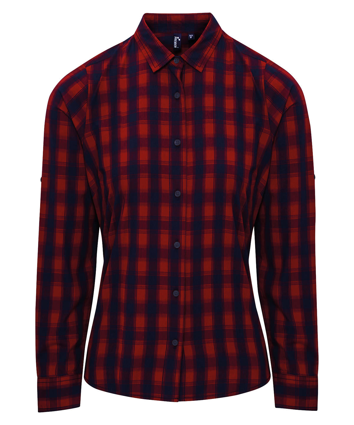 Women's Mulligan check cotton long sleeve shirt - Red/Navy
