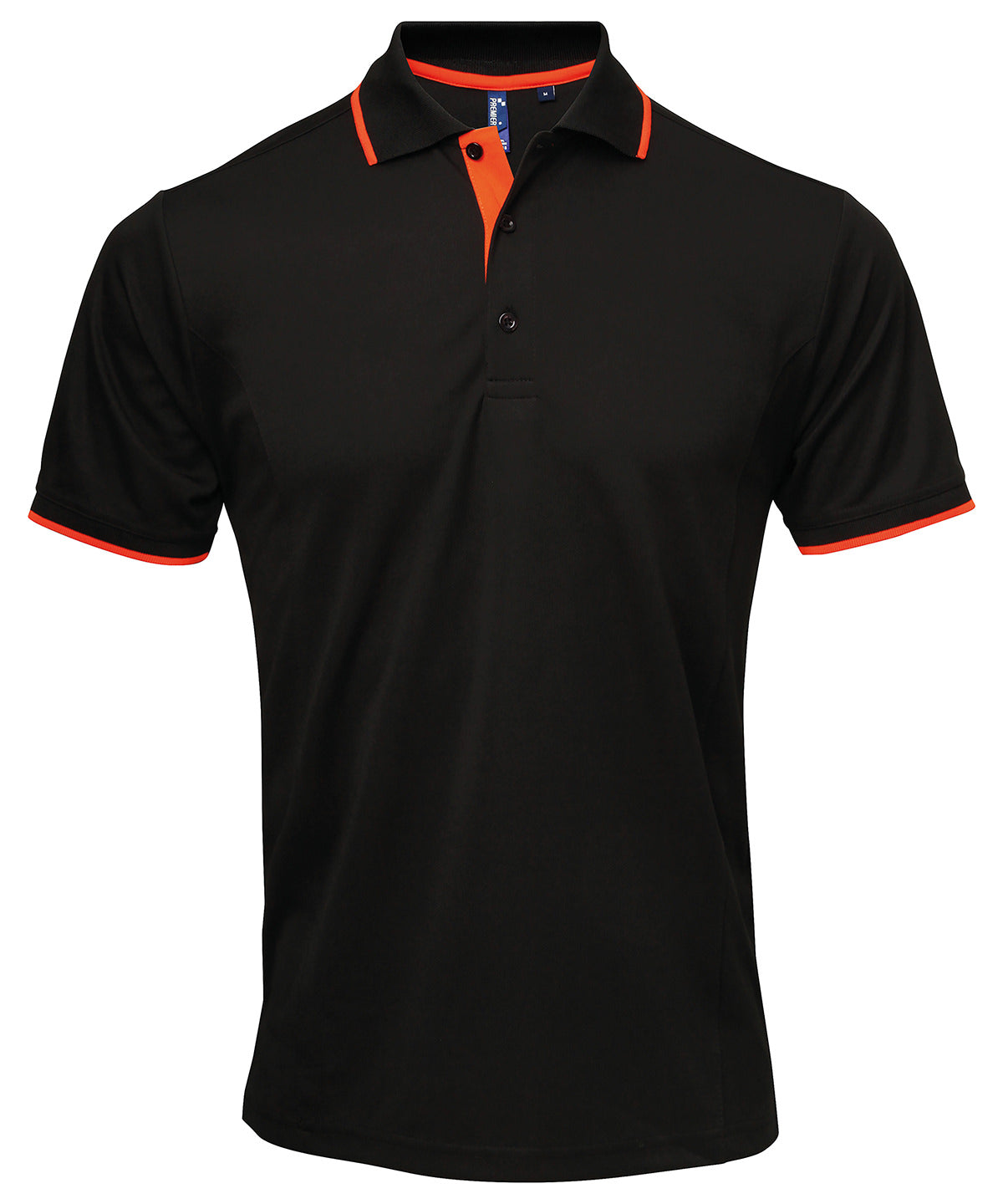 Contrast Coolchecker® polo - Black/Orange