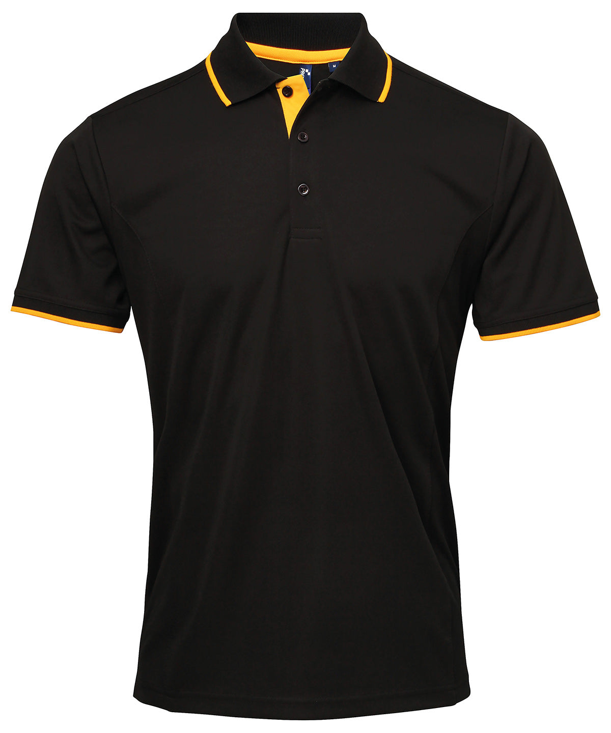 Contrast Coolchecker® polo - Black/Sunflower