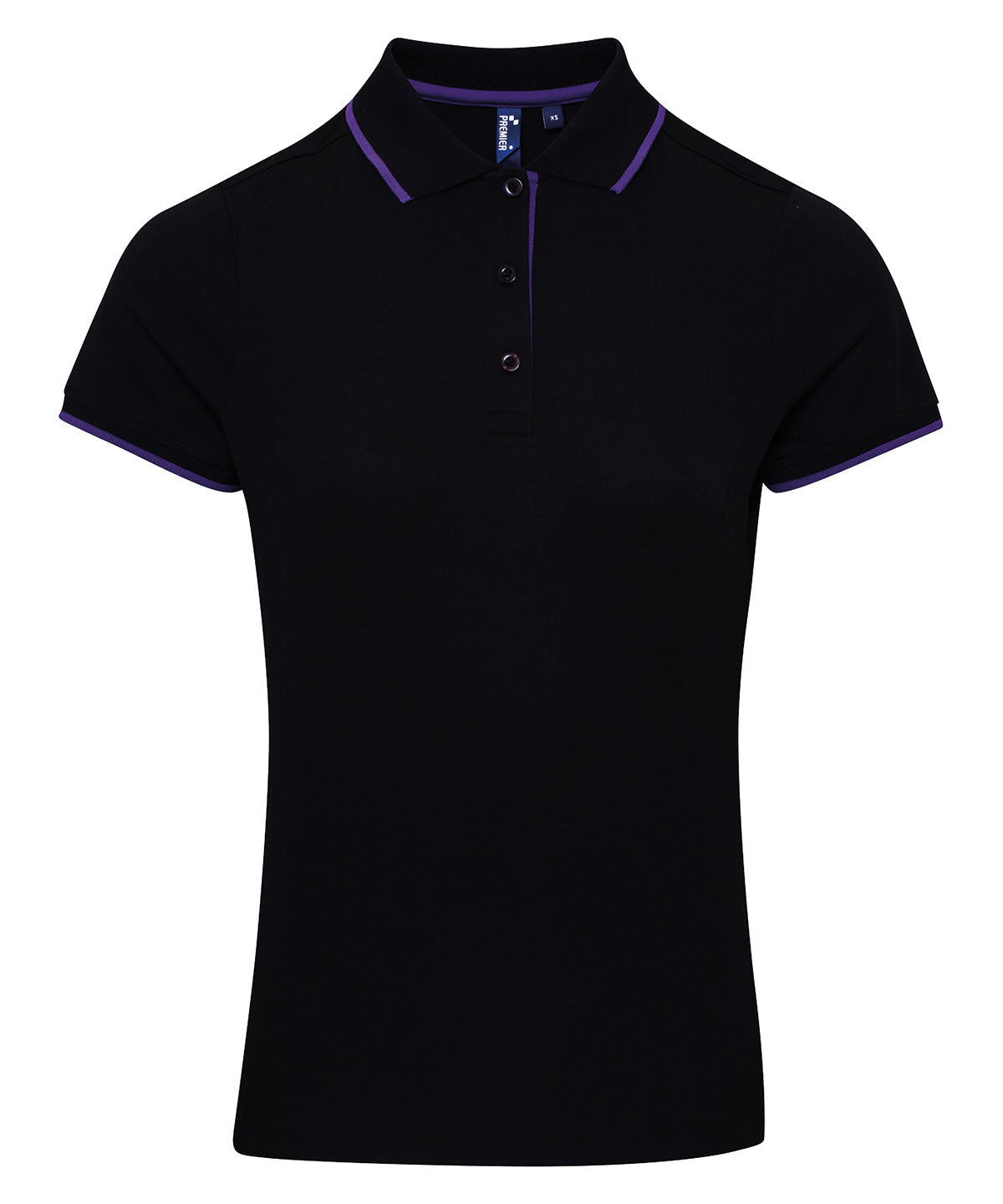 Women's contrast Coolchecker® polo - Black/Purple