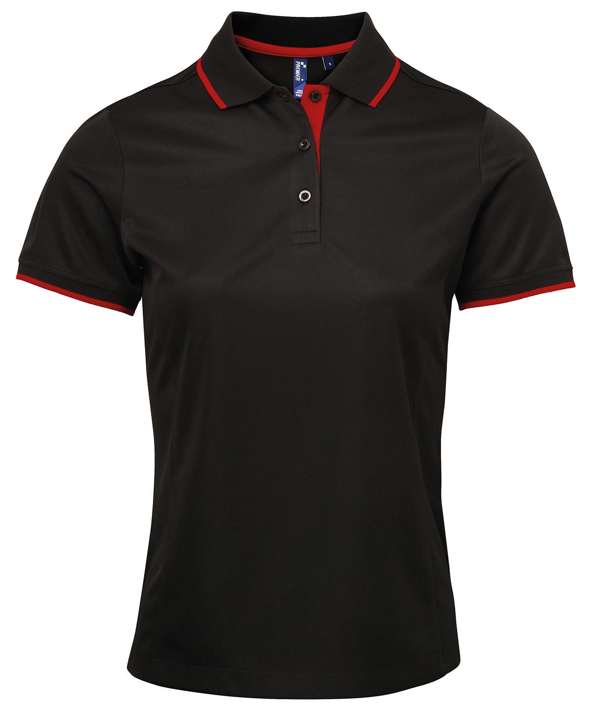 Women's contrast Coolchecker® polo - Black/Red