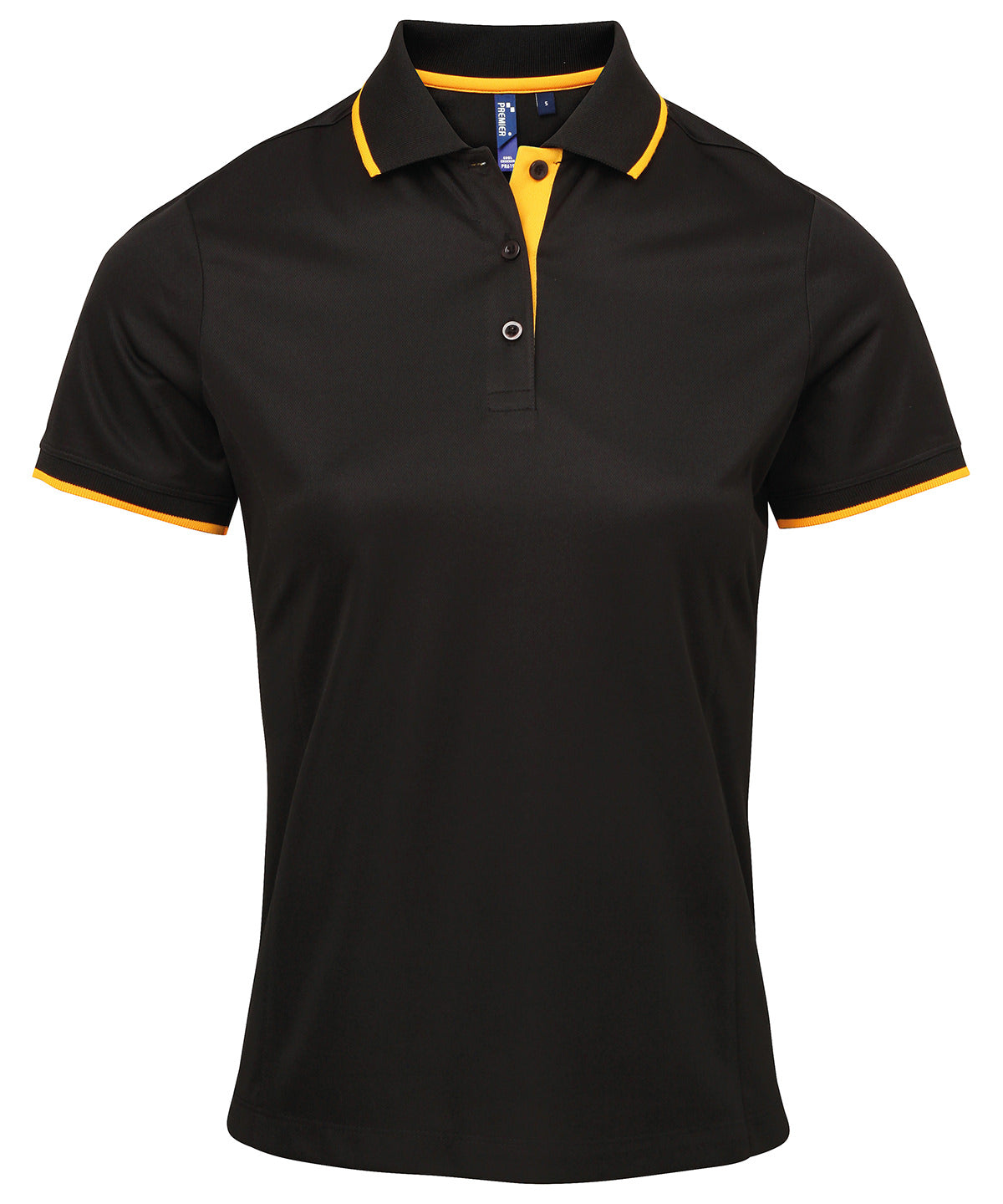 Women's contrast Coolchecker® polo - Black/Sunflower